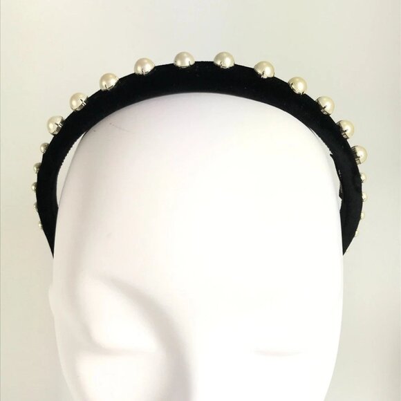 MIUMIU Faux pearl hair accessories hair band headband Katyusha Velor Black - Picture 10 of 12